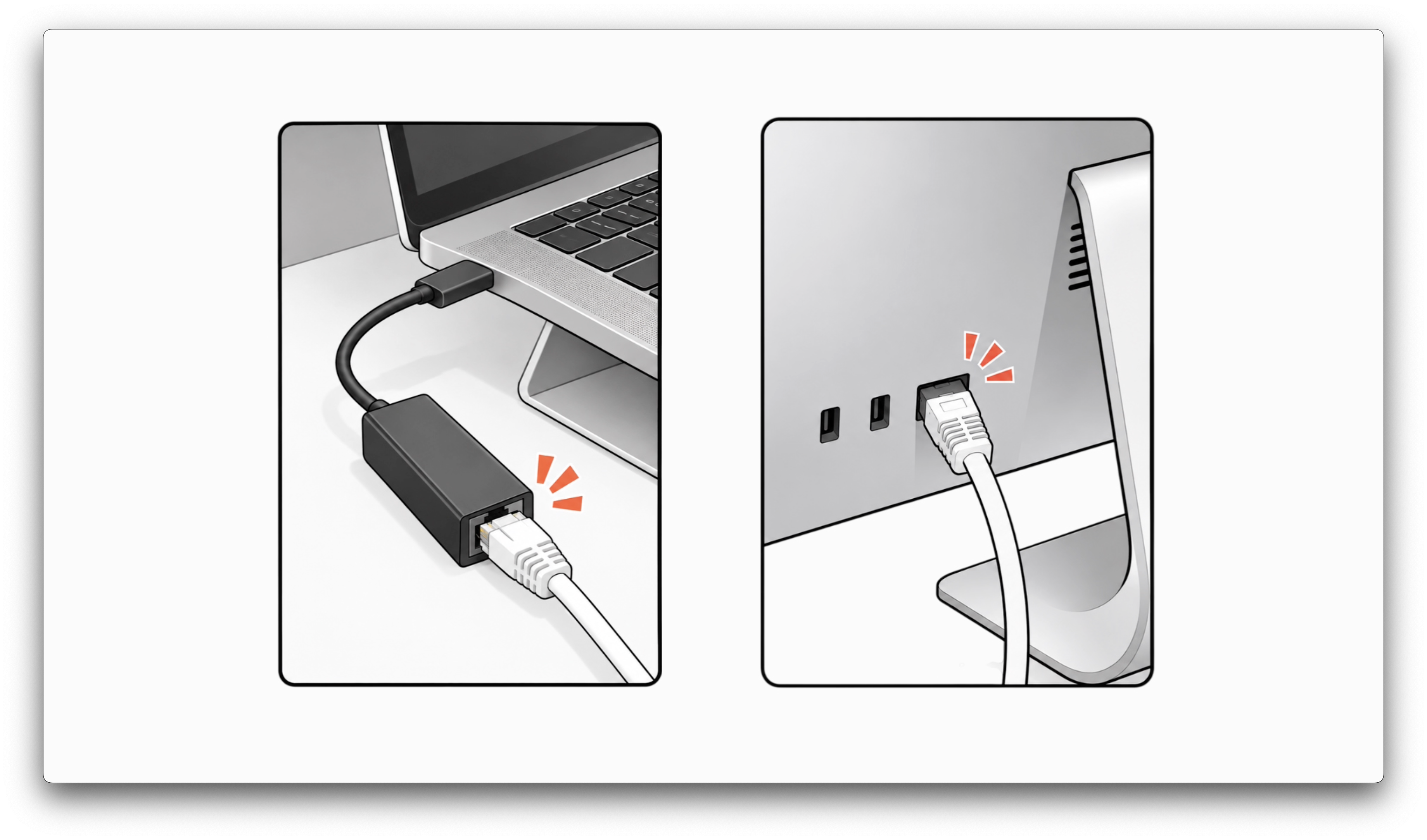 Connect the Macs over Ethernet