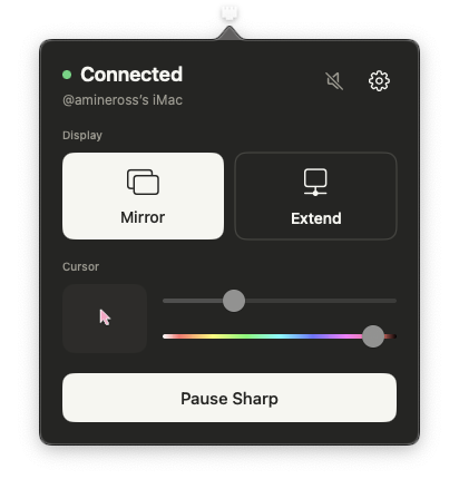 Mirror or extend from the menu bar