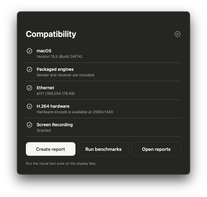 Create a report or run the visual benchmarks